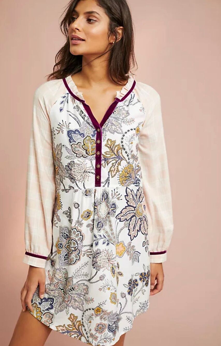 Anthropologie Floreat Patchwork sleep shirt tunic sz Medium